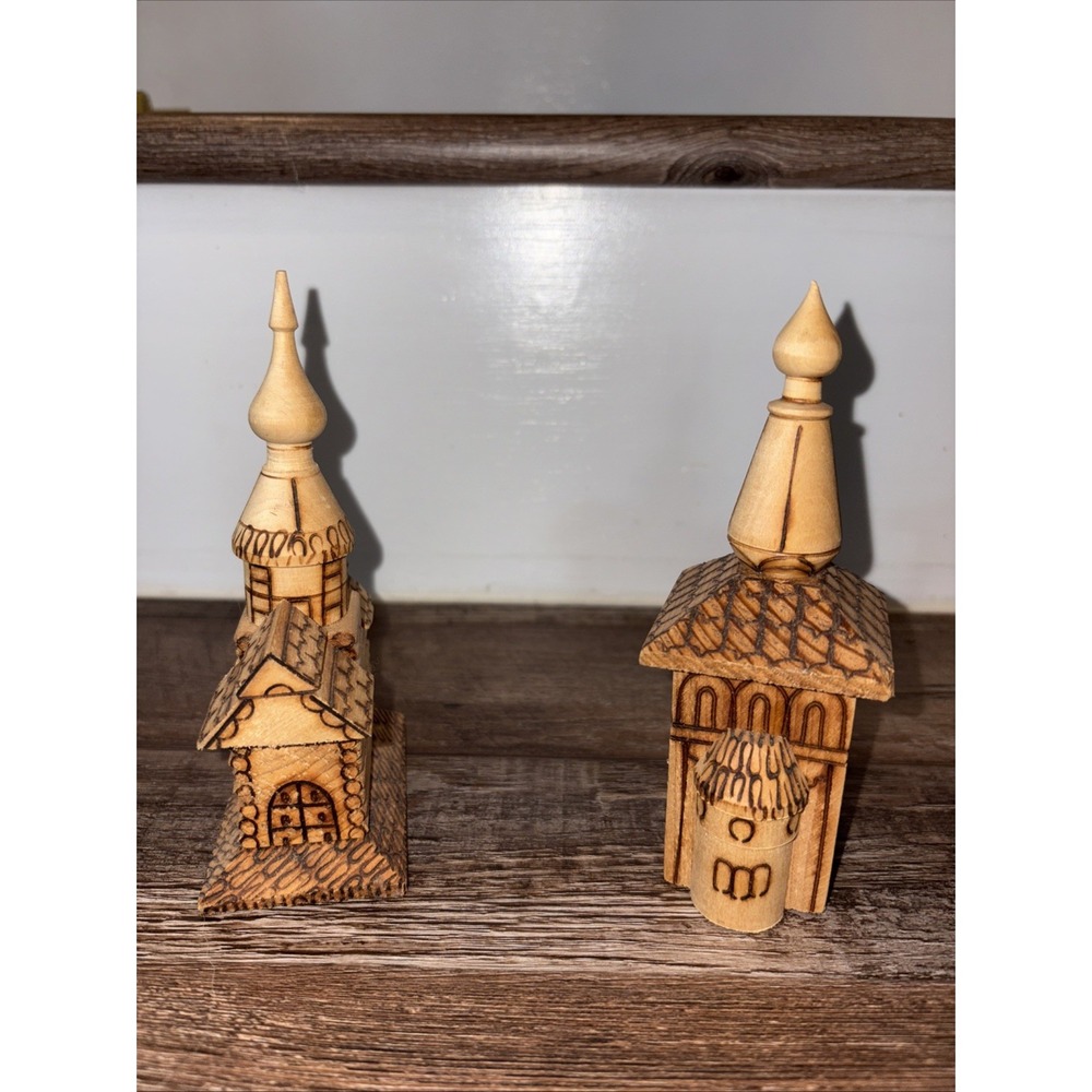 Lot of 2 Vintage Naro-Fominsk Lespromkhoz Chapel and Church
